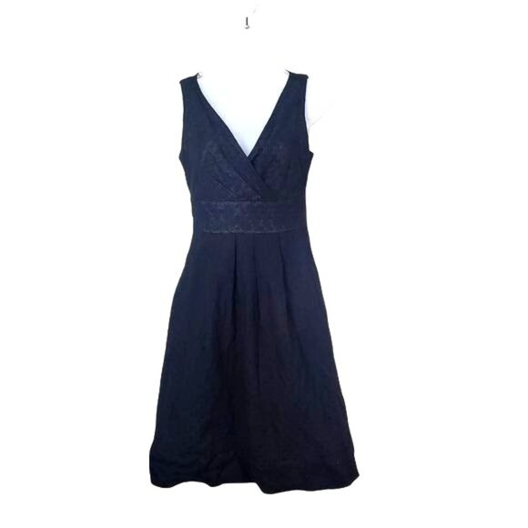 TALBOTS Womens Dress SZ 6 Embroidered Lined Sleeveless Faux Wrap Sheath Academia - Picture 1 of 12